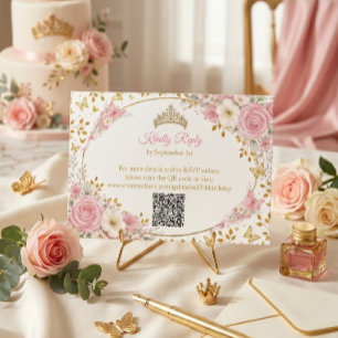 Tarjeta De Confirmación De Asistencia Quinceañera Mariposa Dorada Rosa Sonrojada