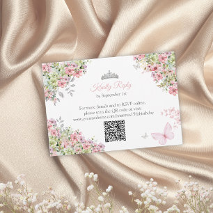 Tarjeta De Confirmación De Asistencia Quinceañera Mariposa Floral Rosa y Verde