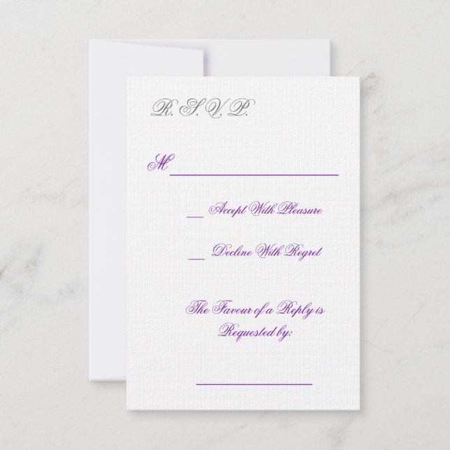 TARJETA DE CONFIRMACIÓN DE ASISTENCIA R.S.V.P. (Anverso)