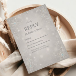 Tarjeta De Confirmación De Asistencia Radiant Silver Frosted Winter Sparkle