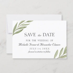 Tarjeta De Confirmación De Asistencia Rama elegante de vegetación Botánico save the date