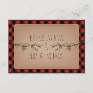 Tarjeta De Confirmación De Asistencia Ramas Evergreen Plaid Boda R.S.V.P.