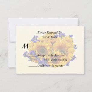 Tarjeta De Confirmación De Asistencia Ramo de Girasoles y Statice Morado
