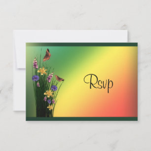 Tarjeta De Confirmación De Asistencia Ramo Floral y Mariposas
