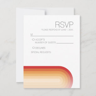 Tarjeta De Confirmación De Asistencia Rayas retro - Boda moderno Terra Cotta Sunset