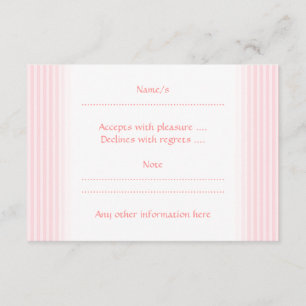 Tarjeta De Confirmación De Asistencia Rayas rosadas Pastel.