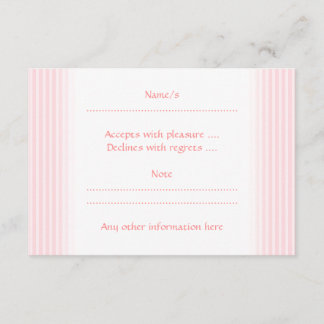 Tarjeta De Confirmación De Asistencia Rayas rosadas Pastel.
