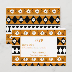 Tarjeta De Confirmación De Asistencia Rayo de borde Flor Diamante Boho Patrón floral