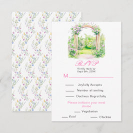 Tarjeta De Confirmación De Asistencia Recepción de arco Boda floral primavera