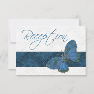 Tarjeta De Confirmación De Asistencia Recepción de Boda Brocado de Mariposa azul