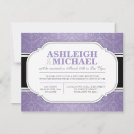 Tarjeta De Confirmación De Asistencia Recepción de Boda con Damasco Gris y Morado ÚNICAM