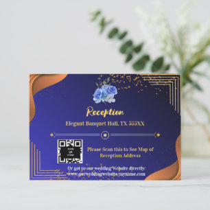 Tarjeta De Confirmación De Asistencia Recepción de Terracotta Navy Blue Elegant