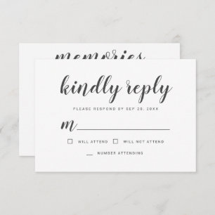 Tarjeta De Confirmación De Asistencia Recuerdos cursivos sencillos conmemorativos respon