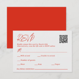 Tarjeta De Confirmación De Asistencia Red Poppy Sacan QR Code Boda