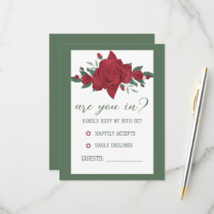 Tarjeta De Confirmación De Asistencia Red Roses Boho Boda