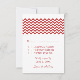 Tarjeta De Confirmación De Asistencia Red Simple Chevron Response Card