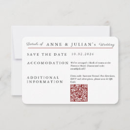 Tarjeta De Confirmación De Asistencia Red Simple Wedding Invitation Details Card