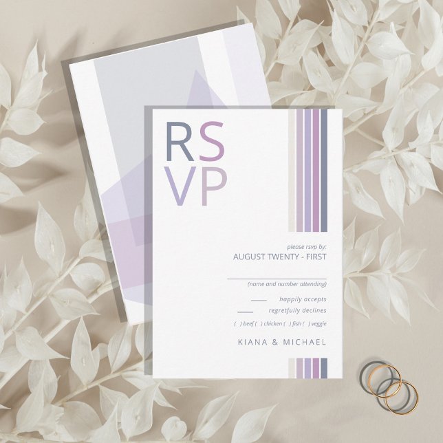 Tarjeta De Confirmación De Asistencia Refined Lines Geometric Wedding Violet ID983 (Subido por el creador)