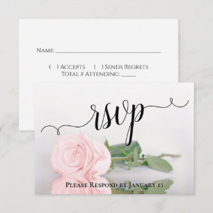 Tarjeta De Confirmación De Asistencia Reflejos de Rosa Rosa Elegante para Boda