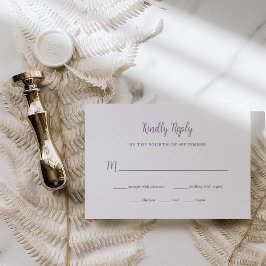 Tarjeta De Confirmación De Asistencia Regal Lavender | Elección de la comida de los Boda