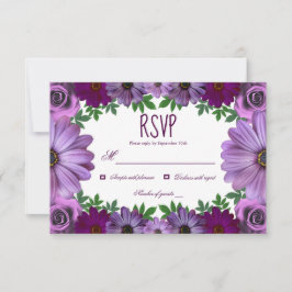 Tarjeta De Confirmación De Asistencia Regal Purple Floral Wedding