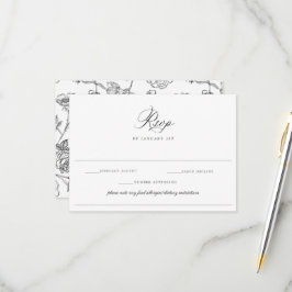 Tarjeta De Confirmación De Asistencia Regency Black Allergy Diet Restriction Boda