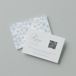 Tarjeta De Confirmación De Asistencia Regency Light Blue Chinoiserie Boda QR Code