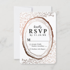 Tarjeta De Confirmación De Asistencia Relieve metalizado de cobre rústico de corte de ma