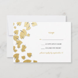 Tarjeta De Confirmación De Asistencia Relieve metalizado dorado que cae deja tarjeta RSV