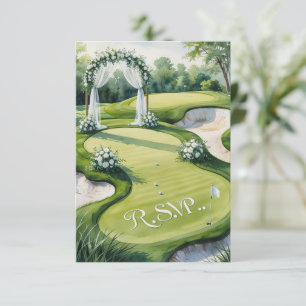 Tarjeta De Confirmación De Asistencia RESPONDA R.S.V.P. boda GOLF estilo acuarela