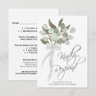 Tarjeta De Confirmación De Asistencia Responder amablemente a Eucalyptus Bouquet Boda Rú