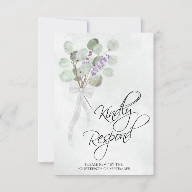 Tarjeta De Confirmación De Asistencia Responder amablemente a Eucalyptus y Lavender Boho (Anverso)