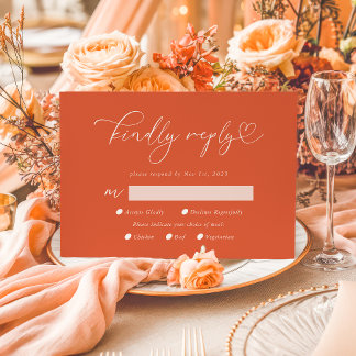 Tarjeta De Confirmación De Asistencia Responder con amabilidad Verona Sunset Calligraphy