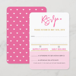 Tarjeta De Confirmación De Asistencia RESPONDER cute bonitos corazones rosados blancos d