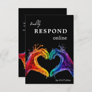 Tarjeta De Confirmación De Asistencia 🌈 ❤️ Responder en LÍNEA Corazón de Orgullo boda