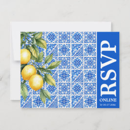 Tarjeta De Confirmación De Asistencia 💙🍋Responder en línea Romance Azul & Limone