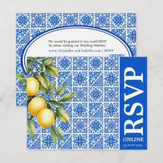 Tarjeta De Confirmación De Asistencia 💙🍋Responder en línea Romance Azul & Limone