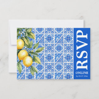 Tarjeta De Confirmación De Asistencia 💙🍋Responder en línea Romance Azul & Limone