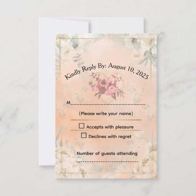 Tarjeta De Confirmación De Asistencia Response Card (Anverso)