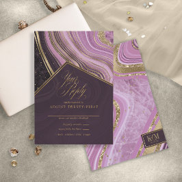 Tarjeta De Confirmación De Asistencia Resumen Agate Boda Mauve ID827