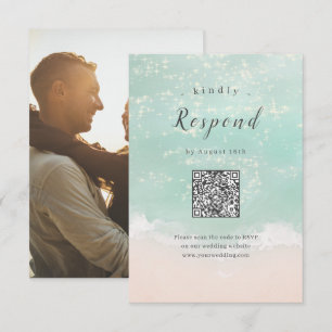 Tarjeta De Confirmación De Asistencia Resumen de la boda en la playa del océano en espum