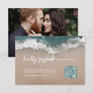 Tarjeta De Confirmación De Asistencia Resumen del código QR de la playa de la luna brill