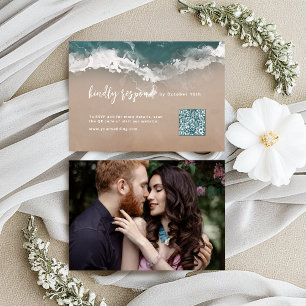 Tarjeta De Confirmación De Asistencia Resumen del código QR de la playa de la luna brill