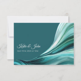 Tarjeta De Confirmación De Asistencia Resumen moderno boda- Verde esmeralda-