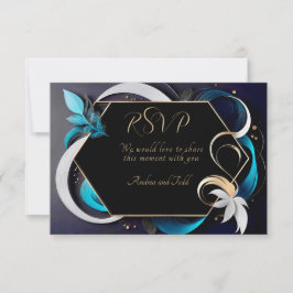 Tarjeta De Confirmación De Asistencia Resumen moderno elegante verde azulado, blanco, bo