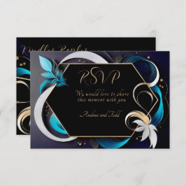 Tarjeta De Confirmación De Asistencia Resumen moderno elegante verde azulado, blanco, bo