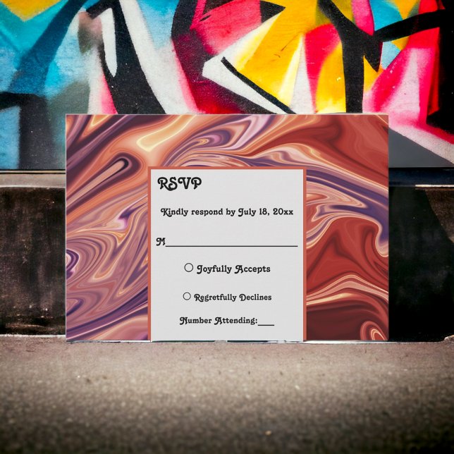 Tarjeta De Confirmación De Asistencia Resumen moderno Pintura de aceite de lava Boda mín (Subido por el creador)