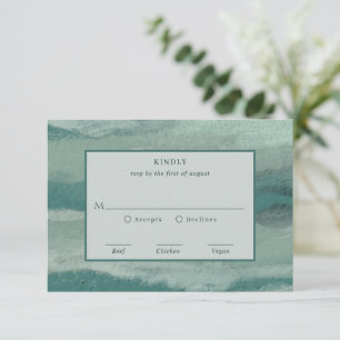 Tarjeta De Confirmación De Asistencia Resumen verde azulado Moda costera Boda moderno