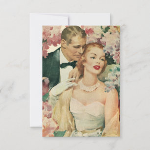 Tarjeta De Confirmación De Asistencia Retrato de boda vintage, novia y novio retro