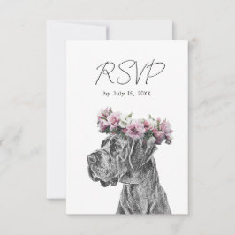 Tarjeta De Confirmación De Asistencia Retrato de perro Boda blanco y negro